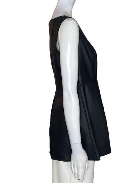 Blusa Lafayette 148 Cuero Sin mangas Negro - Talla 6