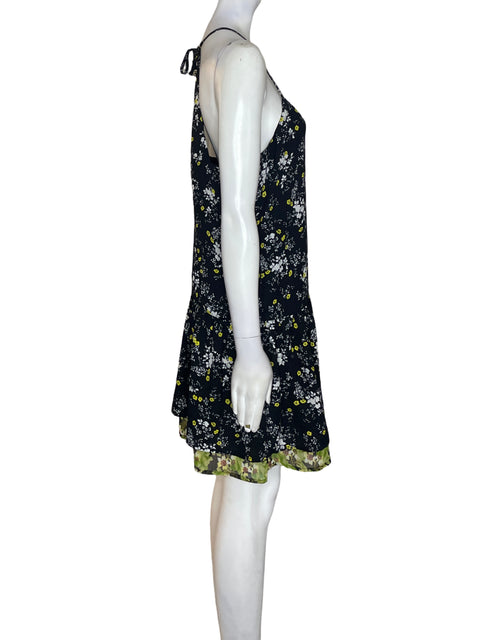 Vestido Vera Wang Floral Tiras Negro - Talla M