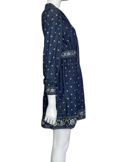 Vestido Kate Spade de Algodón Mini Estampado Manga  abullonadas Azul - Talla 0