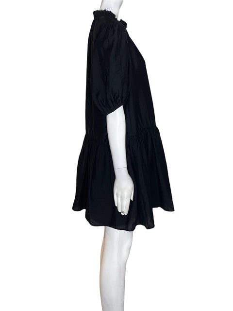 Vestido Zara Cuello v Botones Negro - Talla XS