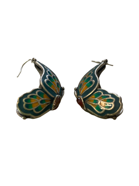 Arete Tesoro Tps Mariposas Largos Verde - Talla U