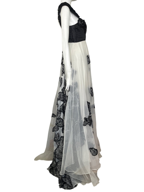 Vestido De Fiesta Princesse Haute Couture Maxi Tirantes abullonados Falda vaporosa de tul Negro - Talla 40