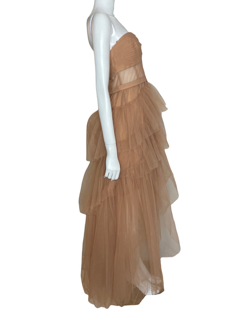 Vestido De Fiesta Bcbg Maxazria Tul Bustier Beige - Talla 10