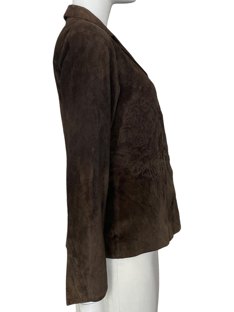 Chaqueta Margaret Godfrey Gamuza Bordado floral Marrón - Talla M