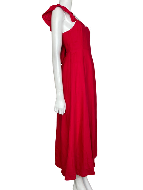 Vestido Oysho de Algodón Maxi Asimétrico Rojo - Talla XS