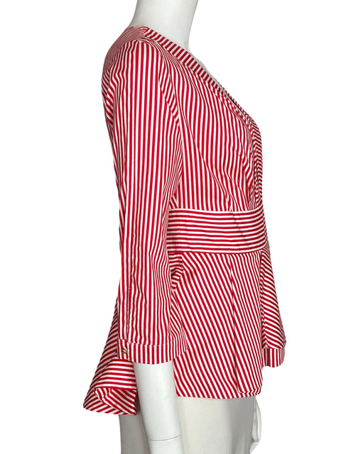 Blusa Studio F de Algodón Cuello v Vuelos Rojo - Talla M