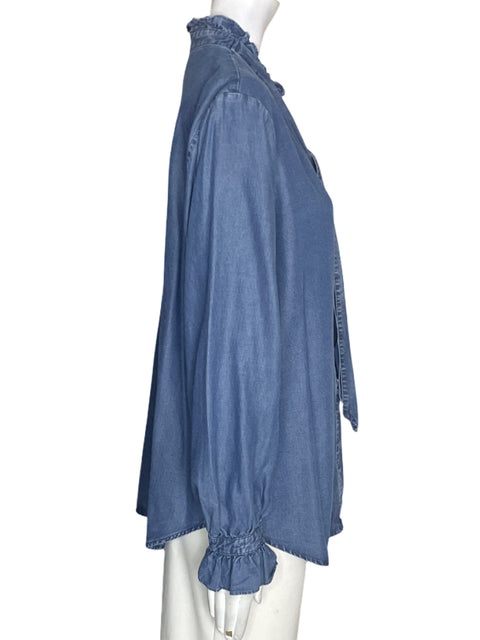 Camisa Ann Taylor de Algodón Manga larga Botones Azul - Talla L