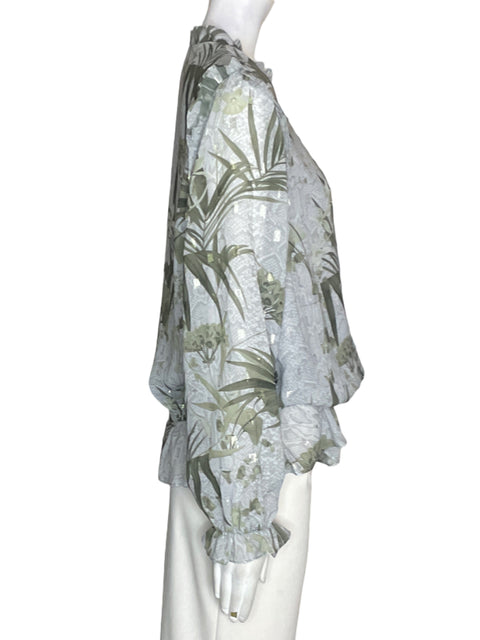 Blusa Ted Baker Estampado Hojas Gris - Talla 4