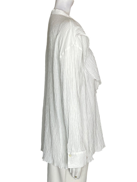 Blusa Massimo Dutti de Lino Ruchas Manga larga Blanco - Talla L