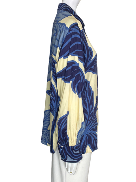Camisa Eugenia Fernandez de Algodón Botones Bolsillo Azul - Talla M