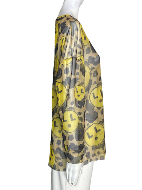 Blusa Laura Laurens Transparente Caritas Amarillo - Talla M