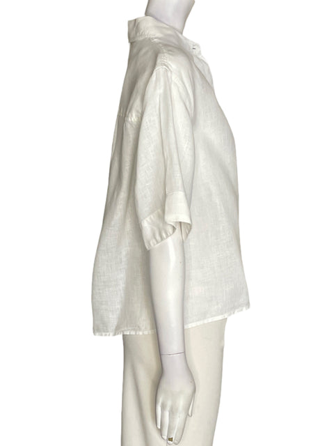 Camisa Tommy Hilfiger de Lino Manga corta Botones Blanco - Talla 4