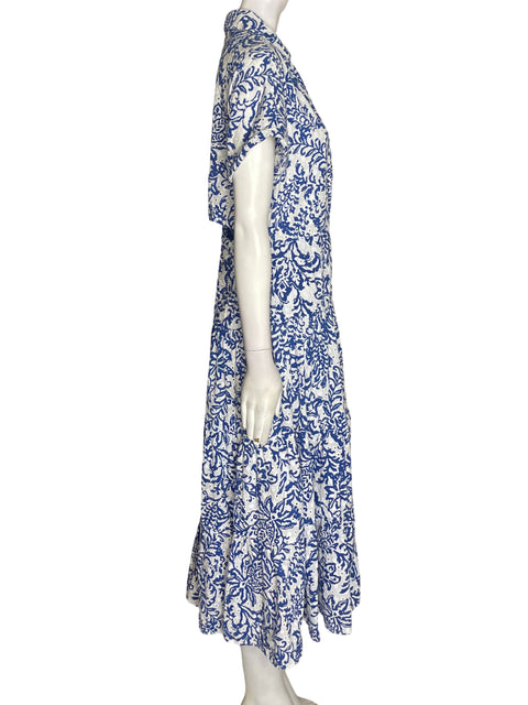 Vestido Zara de Algodón Estampado Maxi Azul - Talla L