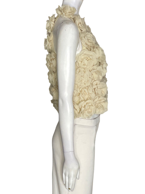 Blusa Zara Apliques Floral Beige - Talla M