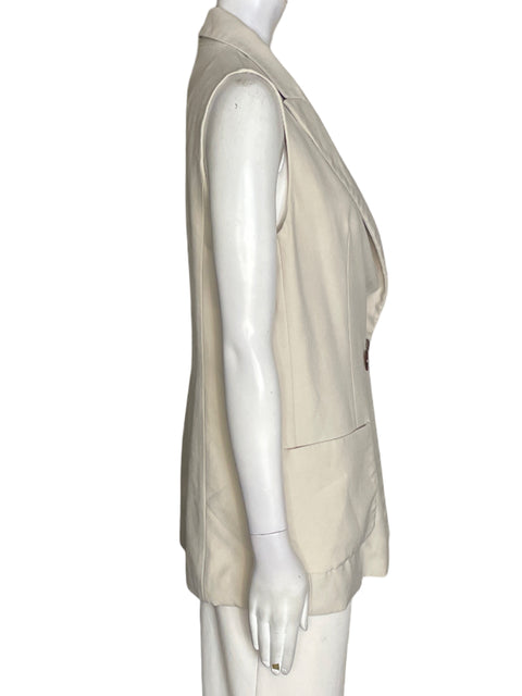 Chaleco Zara Cuello v Sin mangas Beige - Talla S
