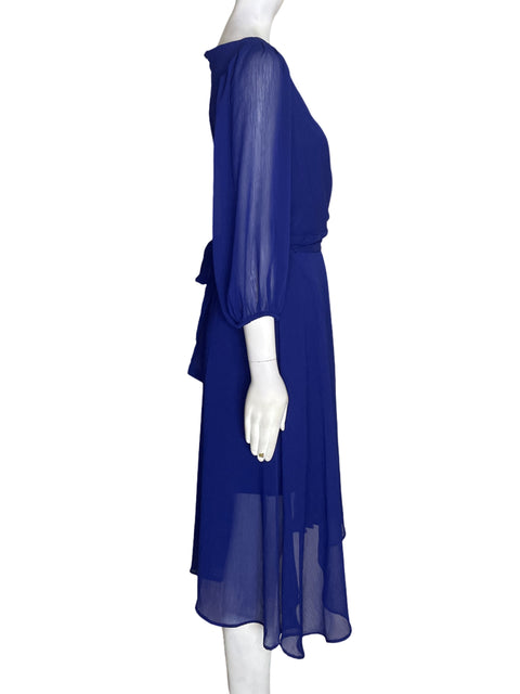 Vestido Dkny Cruzado Abullonado Azul - Talla 10