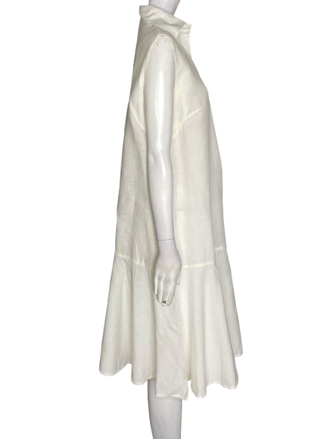 Vestido Diosa Del Rio de Lino Sin mangas Vuelos Blanco - Talla L