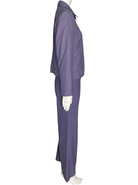 Conjunto Oscar De La Renta Blazer/pantalon Zipper Morado - Talla 6