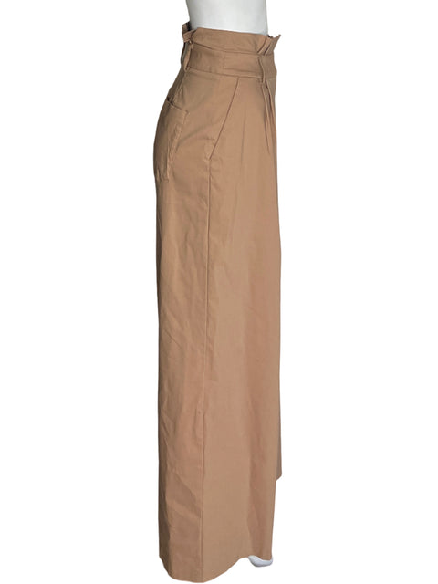 Pantalón Express de Algodón Recto Wide-leg Marrón - Talla 10