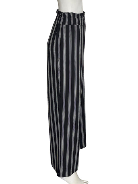 Pantalón Zara Elastico Rayas Negro - Talla L