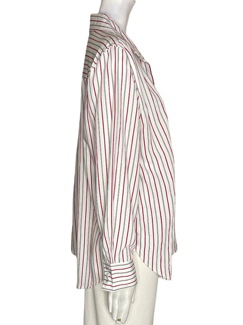 Camisa Zara de Algodón Rayas Manga larga Rojo - Talla M