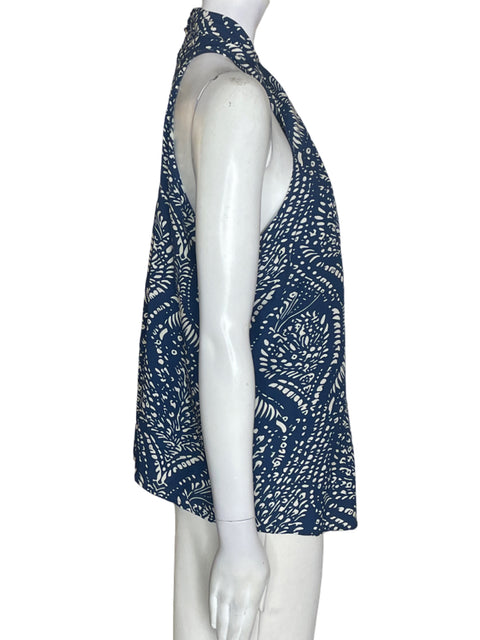 Blusa Esprit Halter Estampado Azul - Talla L