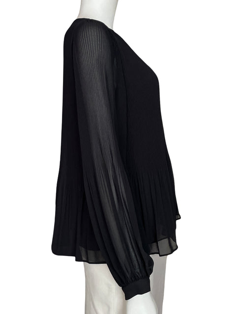 Blusa Zara Plisado Manga larga Negro - Talla S