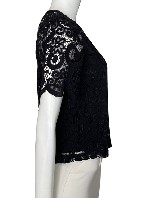 Blusa Nanette Lepore de Algodón Encaje Manga corta Negro - Talla XS