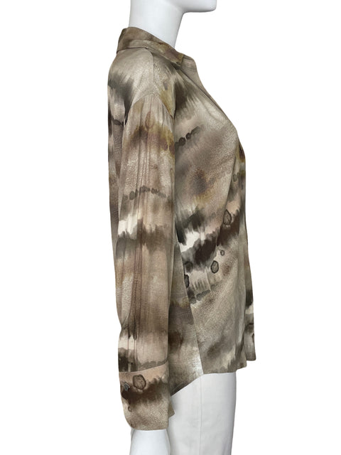 Blusa Zara de Viscosa Estampado Tie-dye Marrón - Talla XS
