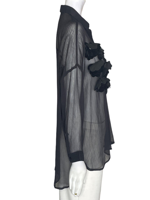 Camisa Uterque Apliques Transparente Negro - Talla S