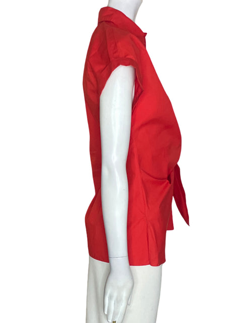 Blusa Zara de Algodón Cruzado Manga corta Naranja - Talla S