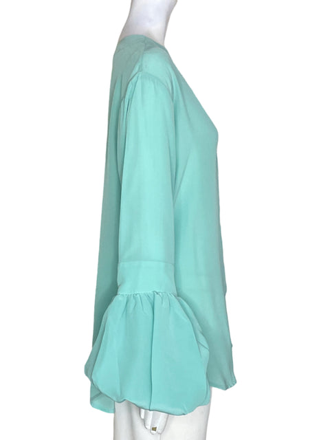 Blusa Silvia Tcherassi de Seda Abullonado Cuello v Verde - Talla M
