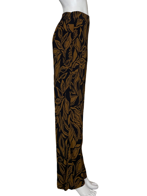 Pantalón Mango de Viscosa Estampado Palazo Marrón - Talla S