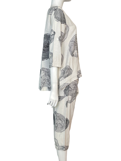 Conjunto Zanzea de Algodón Estampado Manga larga Beige - Talla S