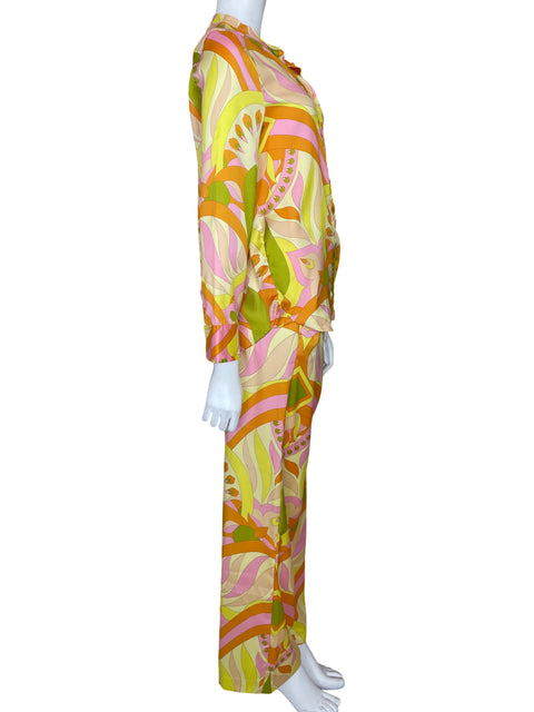 Conjunto Zara Palazos Estampado Amarillo - Talla XS