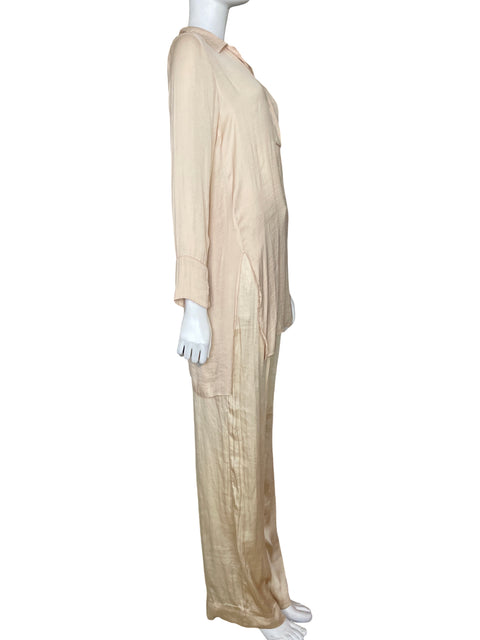 Conjunto Zara Satinado Fluido Beige - Talla M