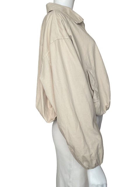 Abrigo Stradivarius de Algodón Oversize Cuello solapa Beige - Talla L