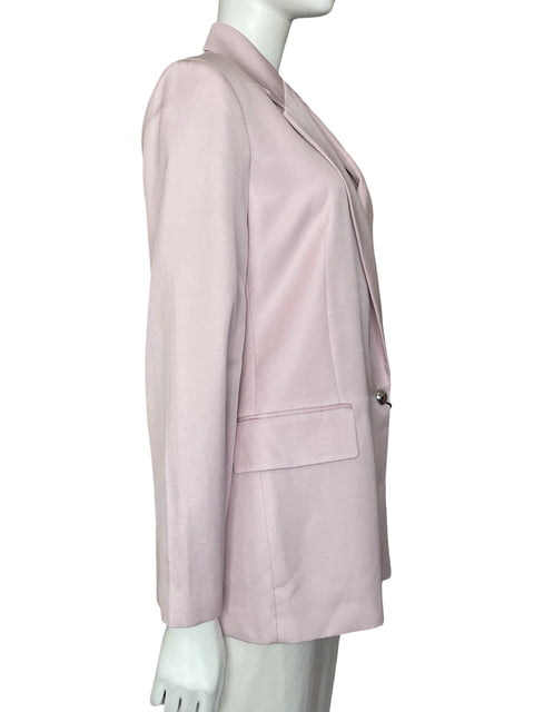 Blazer Mango de Viscosa Recto Manga larga Rosado - Talla M