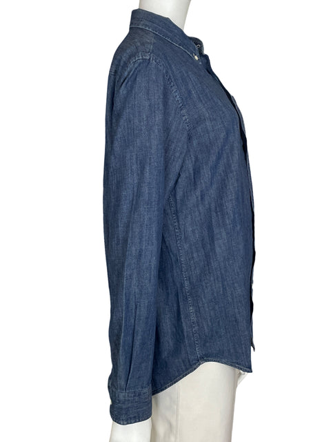 Camisa Sporty & Rich de Algodón Cuello abotonado Manga larga Azul - Talla S