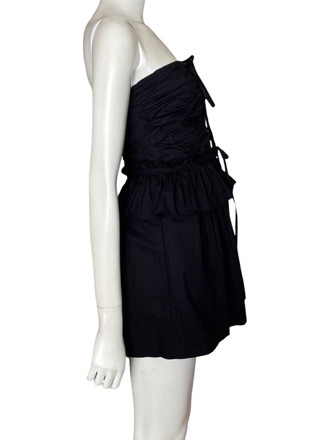 Vestido Ulla Johnson de Algodón Rucha Mini Negro - Talla 6