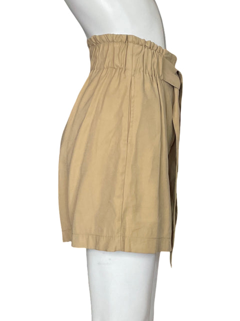 Short Mango de Viscosa Fajon Bolsillo Beige - Talla S