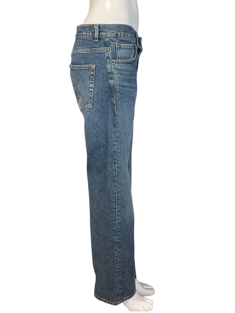 Pantalón Massimo Dutti de Algodón Recto Wide-leg Azul - Talla 40
