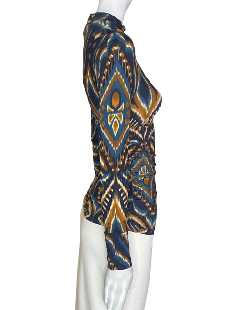 Blusa Farm Ajustado Estampado Azul - Talla XS