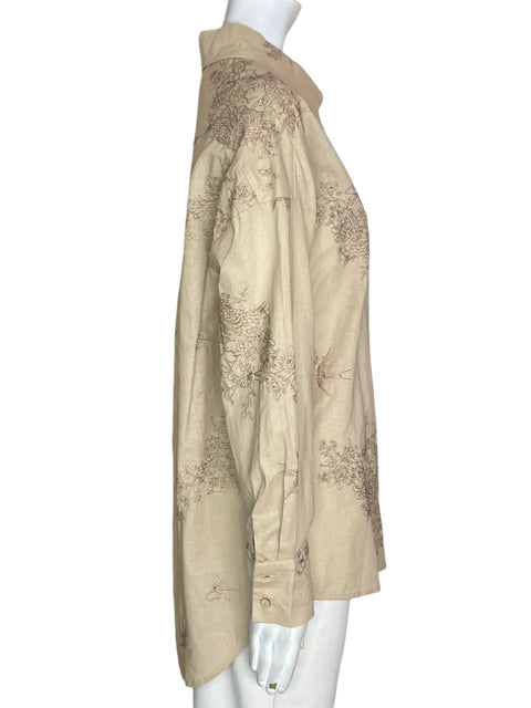 Camisa Moonkara de Algodón Bordado Botones Marrón - Talla S