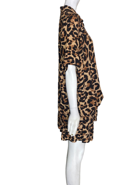 Conjunto Calma de Viscosa Short/camisa Animal print Marrón - Talla M