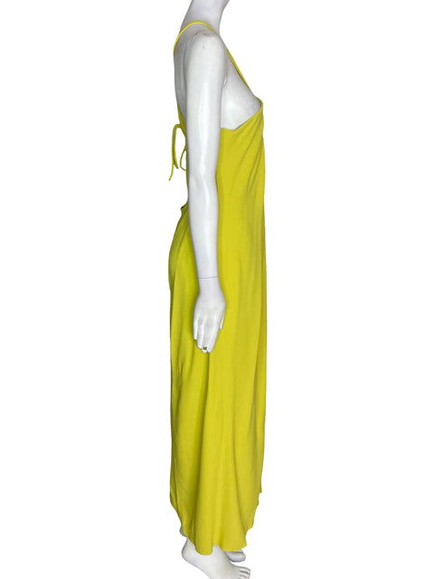 Vestido Massimo Dutti Tiras Liso Verde - Talla L