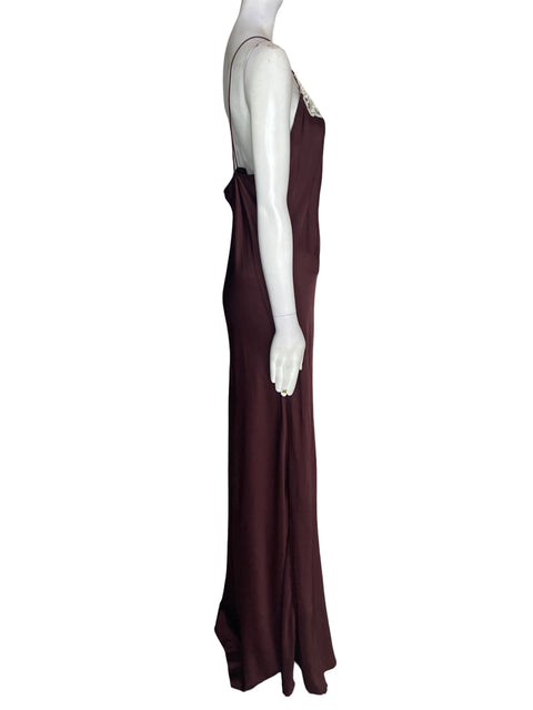 Vestido Zara de Viscosa Tiras Encaje Marrón - Talla XL