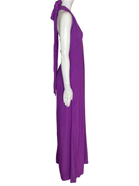 Mono Farm de Viscosa Halter Liso Morado - Talla XL