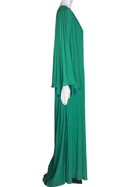 Vestido De Fiesta Halston heritage Oneshoulder Plisado Verde - Talla 2