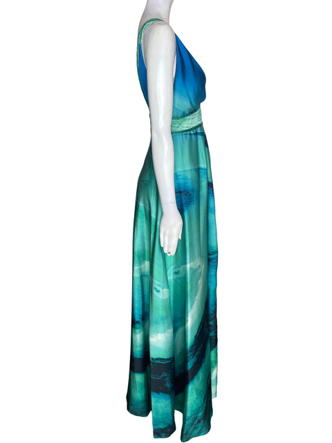 Vestido De Fiesta Sonia Peña Tiras Maxi Azul - Talla 6